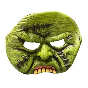 Frankenstein Halloween Monster Dimensional Rubber Face Mask Green Youth Kids